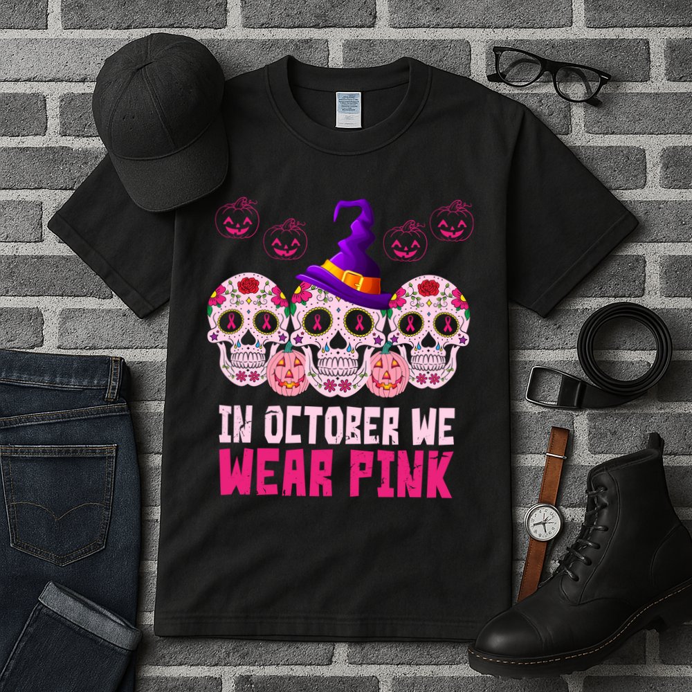 In October We Wear Pink Day Of The Dead Skulls Tall T-Shirt