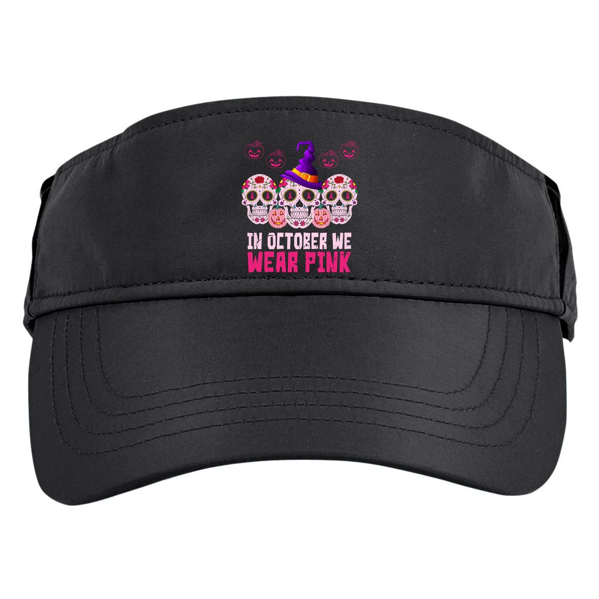 In October We Wear Pink Day Of The Dead Skulls Adult Drive Performance Visor