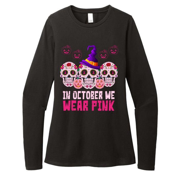 In October We Wear Pink Day Of The Dead Skulls Womens CVC Long Sleeve Shirt