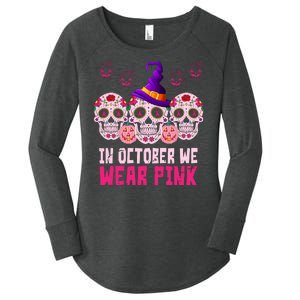 In October We Wear Pink Day Of The Dead Skulls Women's Perfect Tri Tunic Long Sleeve Shirt