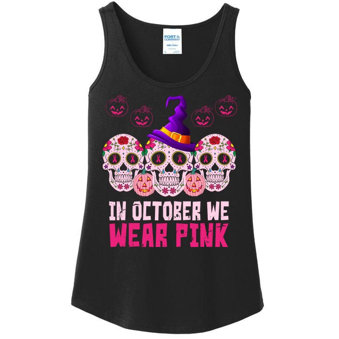 In October We Wear Pink Day Of The Dead Skulls Ladies Essential Tank