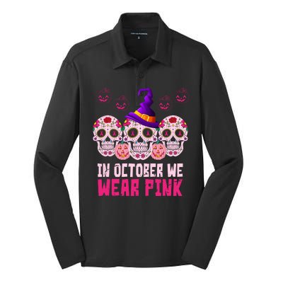 In October We Wear Pink Day Of The Dead Skulls Silk Touch Performance Long Sleeve Polo