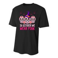 In October We Wear Pink Day Of The Dead Skulls Youth Performance Sprint T-Shirt