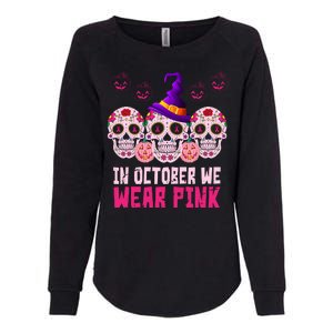 In October We Wear Pink Day Of The Dead Skulls Womens California Wash Sweatshirt