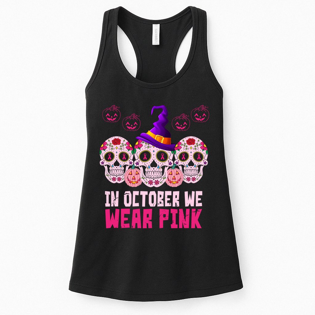 In October We Wear Pink Day Of The Dead Skulls Womens Tank Top