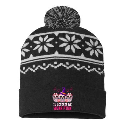 In October We Wear Pink Day Of The Dead Skulls USA-Made Snowflake Beanie