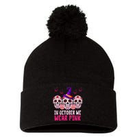 In October We Wear Pink Day Of The Dead Skulls Pom Pom 12in Knit Beanie