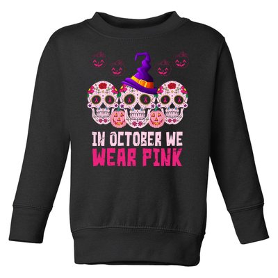 In October We Wear Pink Day Of The Dead Skulls Toddler Sweatshirt