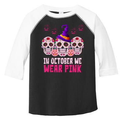 In October We Wear Pink Day Of The Dead Skulls Toddler Fine Jersey T-Shirt