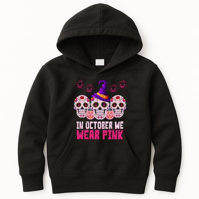 In October We Wear Pink Day Of The Dead Skulls Kids Hoodie