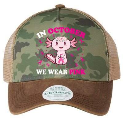 In October We Wear Pink Axolotl Lover Ribbon Breast Cancer Funny Gift Legacy Tie Dye Trucker Hat