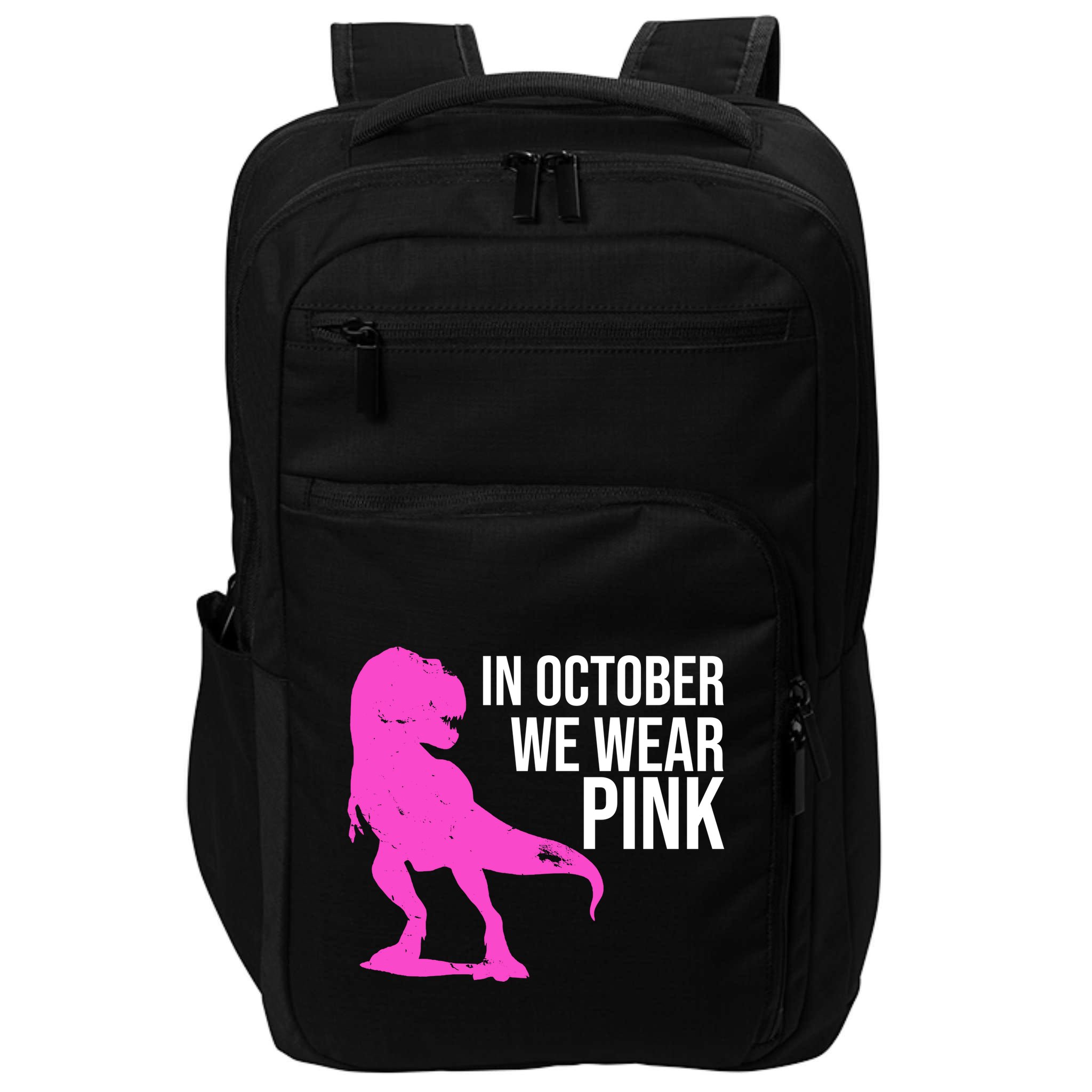 In October We Wear Pink Dinosaur T Rex Impact Tech Backpack