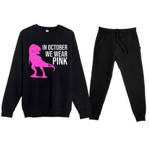 In October We Wear Pink Dinosaur T Rex Premium Crewneck Sweatsuit Set