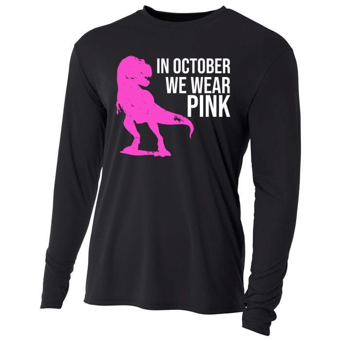 In October We Wear Pink Dinosaur T Rex Cooling Performance Long Sleeve Crew