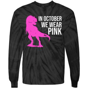 In October We Wear Pink Dinosaur T Rex Tie-Dye Long Sleeve Shirt