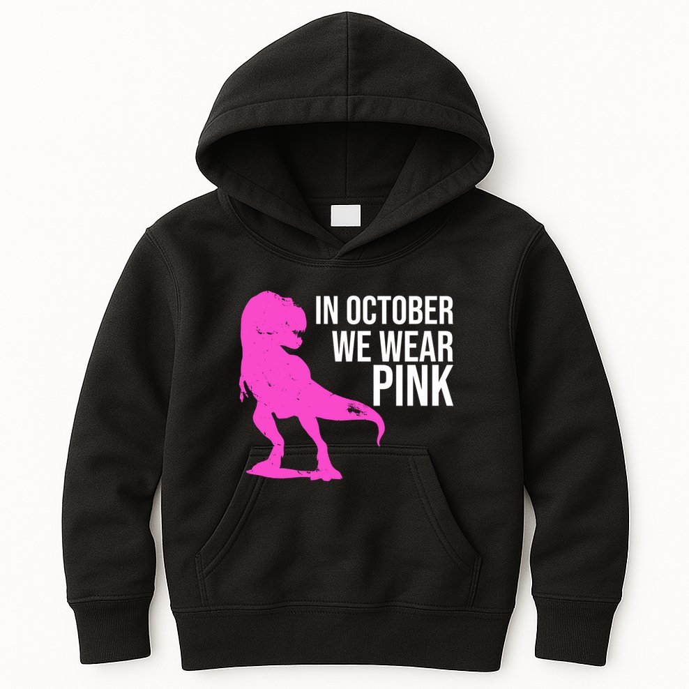 In October We Wear Pink Dinosaur T Rex Kids Hoodie