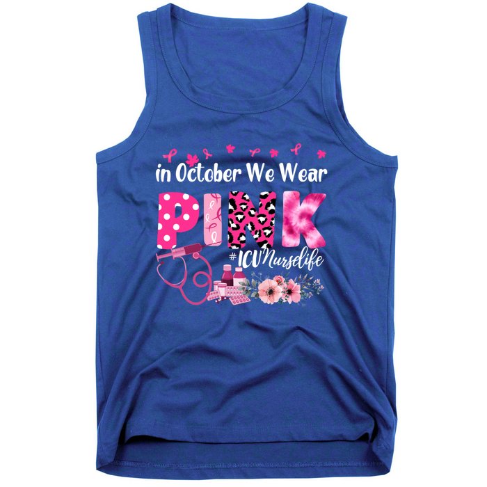 In October We Wear Icu Nurse Breast Cancer Awareness Cool Gift Tank Top