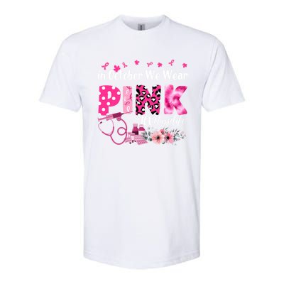 In October We Wear Icu Nurse Breast Cancer Awareness Cool Gift Softstyle CVC T-Shirt