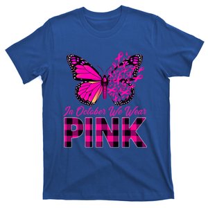 In October We Wear Pink Breast Cancer Awareness Butterfly Cool Gift T-Shirt