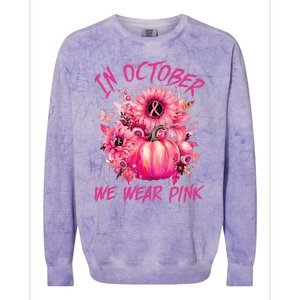 In October We Wear Pink Pumpkin Breast Cancer Awareness Cute Colorblast Crewneck Sweatshirt