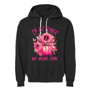 In October We Wear Pink Pumpkin Breast Cancer Awareness Cute Garment-Dyed Fleece Hoodie