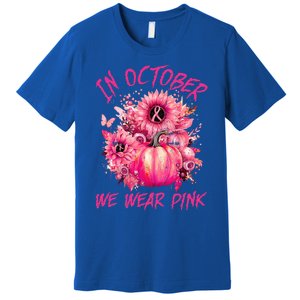 In October We Wear Pink Pumpkin Breast Cancer Awareness Cute Premium T-Shirt