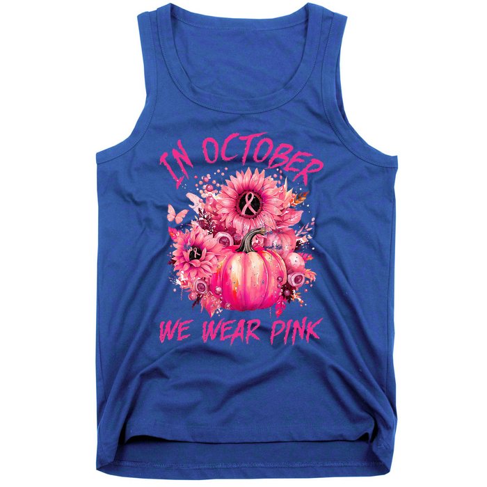 In October We Wear Pink Pumpkin Breast Cancer Awareness Cute Tank Top