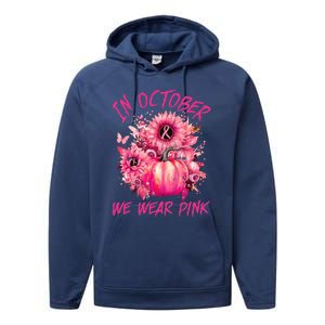 In October We Wear Pink Pumpkin Breast Cancer Awareness Cute Performance Fleece Hoodie