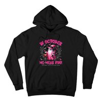 In October We Wear P.Ink Ghost Witch Breast Cancer Awareness Gift Hoodie