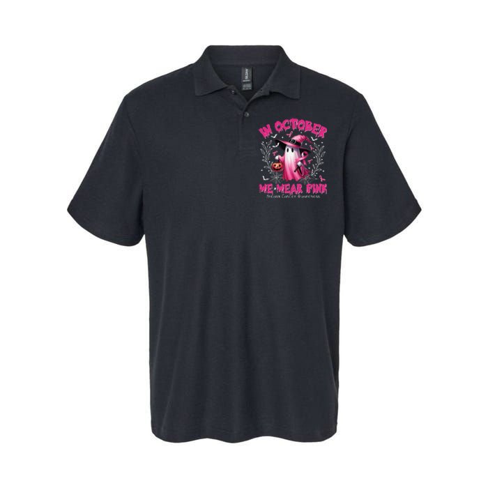 In October We Wear P.Ink Ghost Witch Breast Cancer Awareness Gift Softstyle Adult Sport Polo