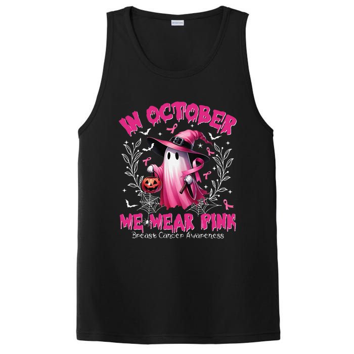 In October We Wear P.Ink Ghost Witch Breast Cancer Awareness Gift PosiCharge Competitor Tank