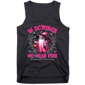 In October We Wear P.Ink Ghost Witch Breast Cancer Awareness Gift Tank Top