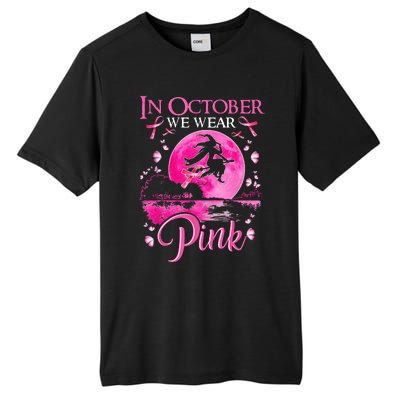 In October We Wear Pink Ribbon Witch Halloween Breast Cancer Tall Fusion ChromaSoft Performance T-Shirt