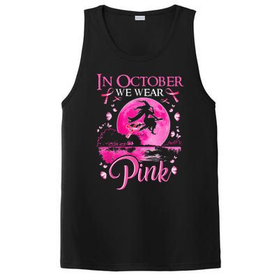 In October We Wear Pink Ribbon Witch Halloween Breast Cancer PosiCharge Competitor Tank