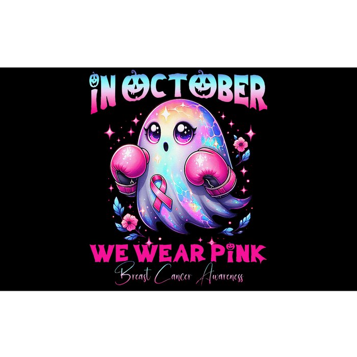 In October We Wear P.Ink Ghost Witch Breast Cancer Awareness Gift Bumper Sticker