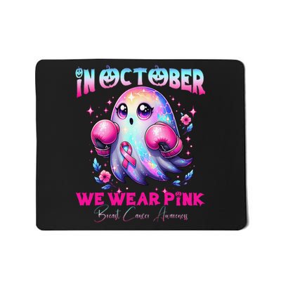 In October We Wear P.Ink Ghost Witch Breast Cancer Awareness Gift Mousepad