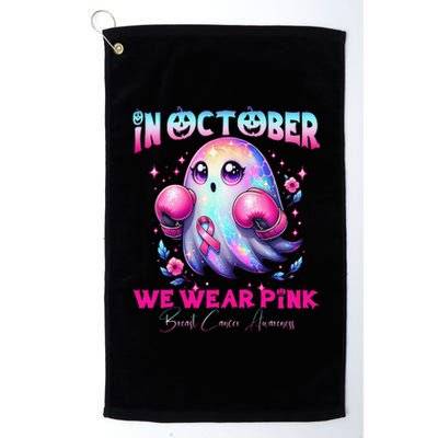 In October We Wear P.Ink Ghost Witch Breast Cancer Awareness Gift Platinum Collection Golf Towel