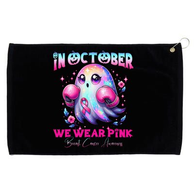 In October We Wear P.Ink Ghost Witch Breast Cancer Awareness Gift Grommeted Golf Towel