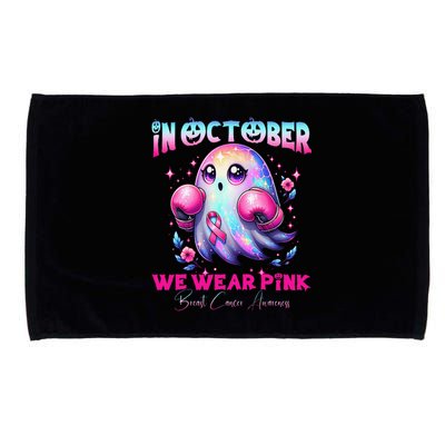 In October We Wear P.Ink Ghost Witch Breast Cancer Awareness Gift Microfiber Hand Towel