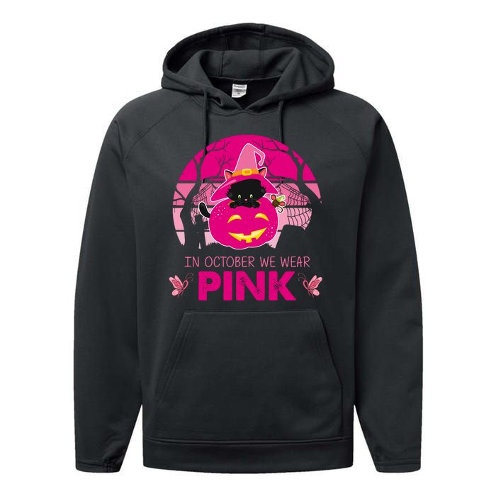 In October We Wear Pink Dinosaur Cat Witch Performance Fleece Hoodie