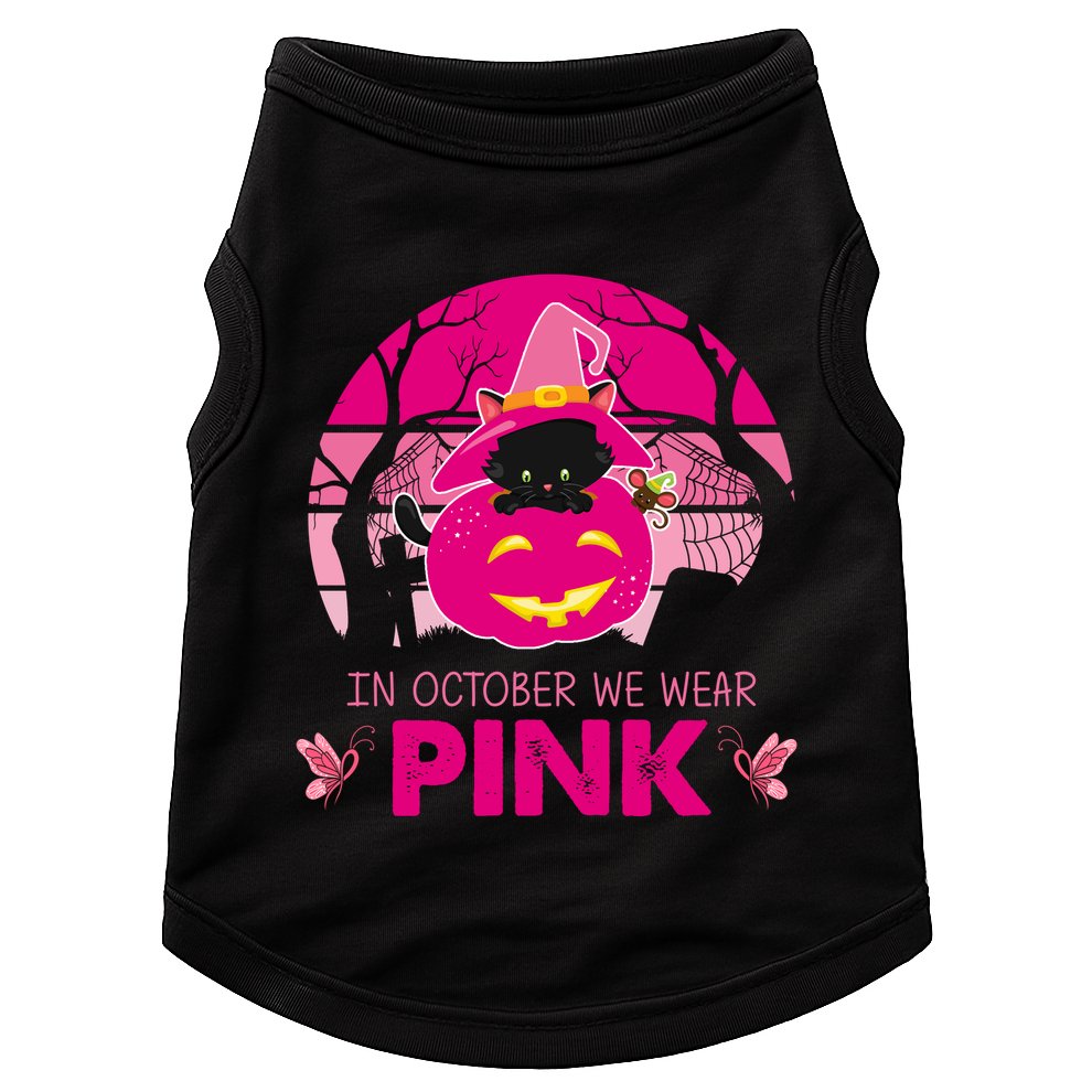 In October We Wear Pink Dinosaur Cat Witch Doggie Tank