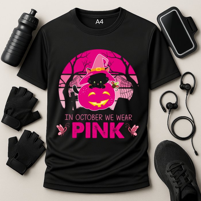 In October We Wear Pink Dinosaur Cat Witch Cooling Performance Crew T-Shirt