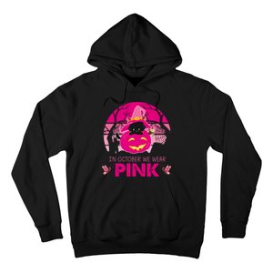 In October We Wear Pink Dinosaur Cat Witch Hoodie