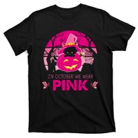 In October We Wear Pink Dinosaur Cat Witch T-Shirt