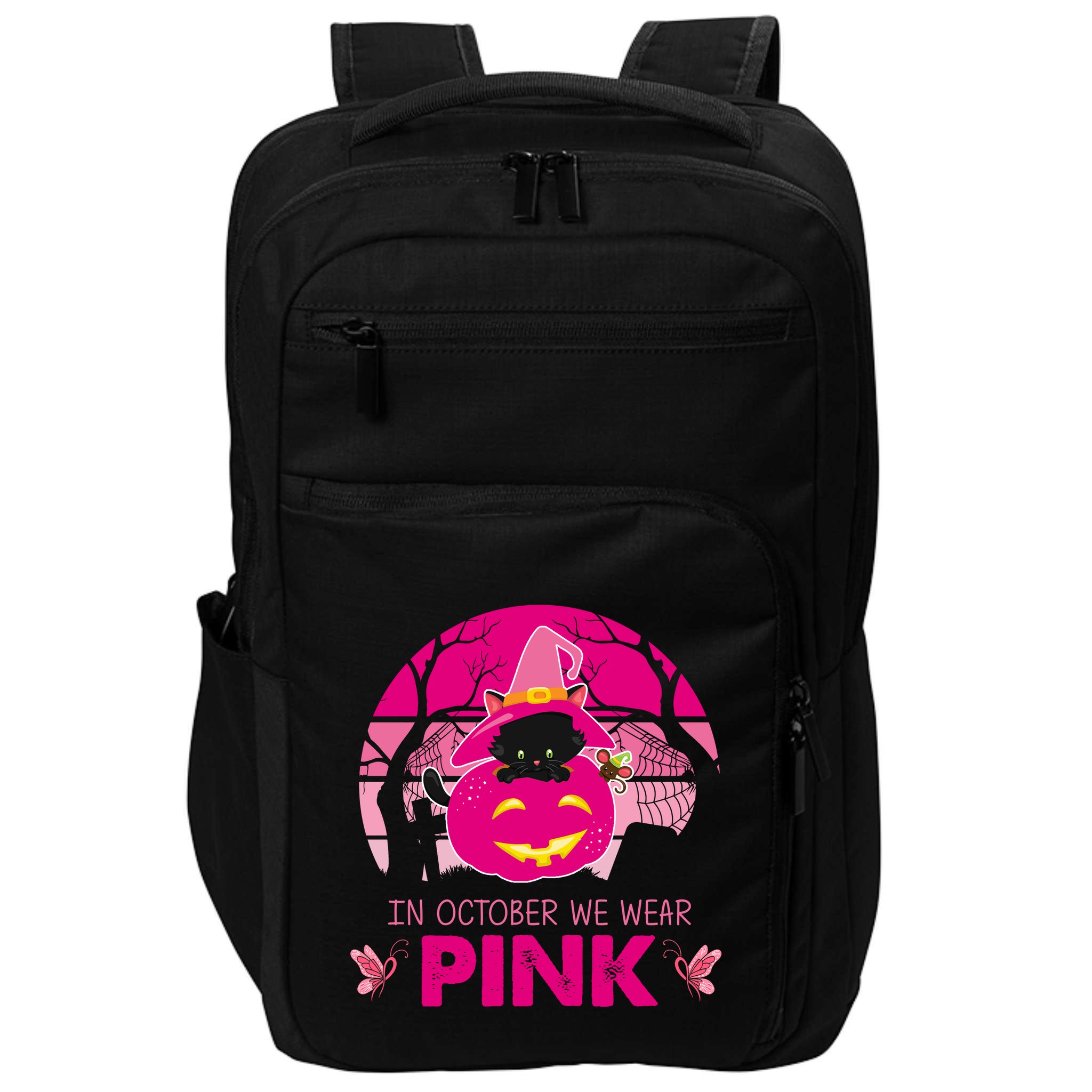 In October We Wear Pink Dinosaur Cat Witch Impact Tech Backpack