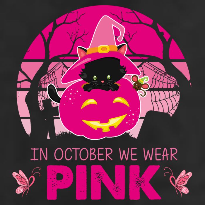 In October We Wear Pink Dinosaur Cat Witch 11oz C Handle Ceramic Mug