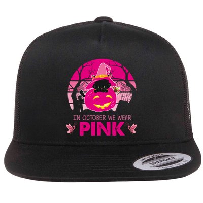 In October We Wear Pink Dinosaur Cat Witch Flatbill Hat