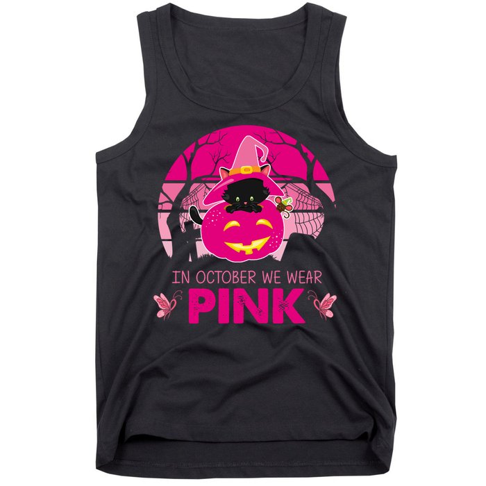 In October We Wear Pink Dinosaur Cat Witch Tank Top