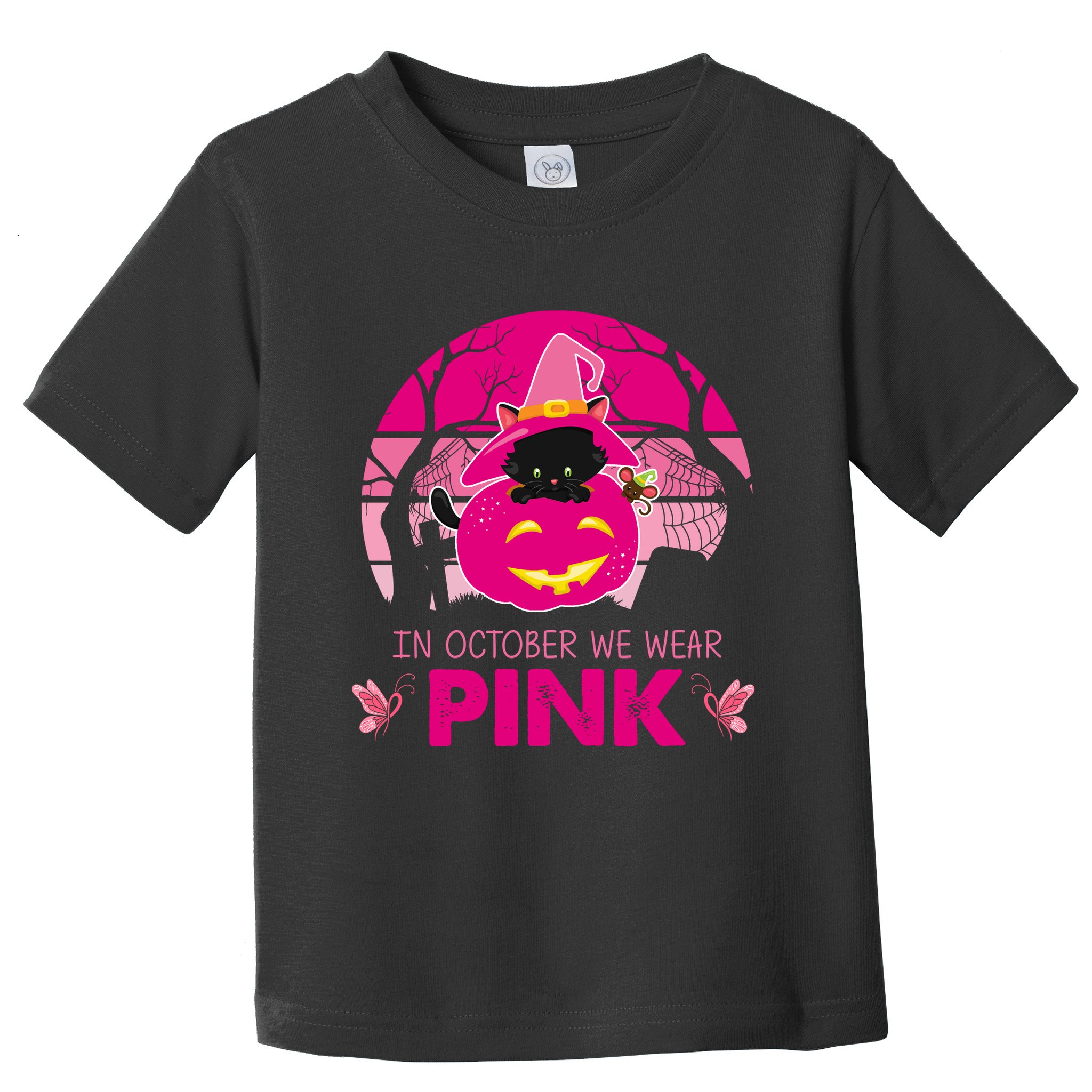 In October We Wear Pink Dinosaur Cat Witch Toddler T-Shirt
