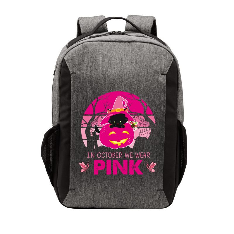 In October We Wear Pink Dinosaur Cat Witch Vector Backpack